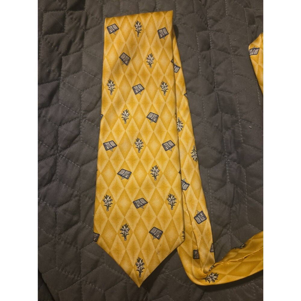 Christian Necktie 100% Silk Bible Cross Lily Gold Religious Church Easter Tie
